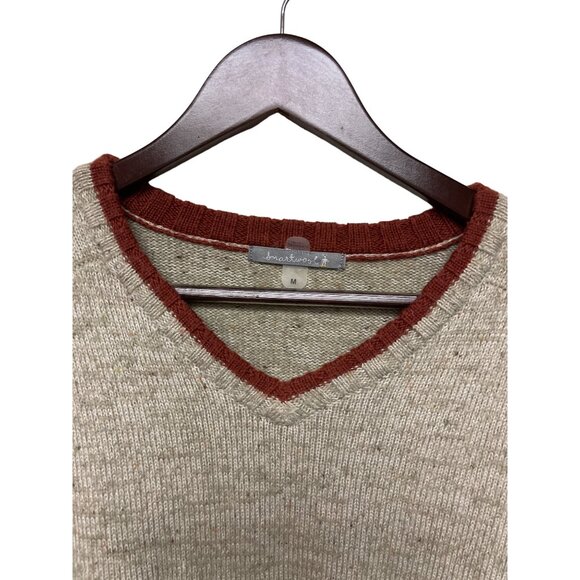 Smartwool Men's Sweater Tan V-Neck Varsity Merino Wool Blend Outdoor Medium - Picture 3 of 9